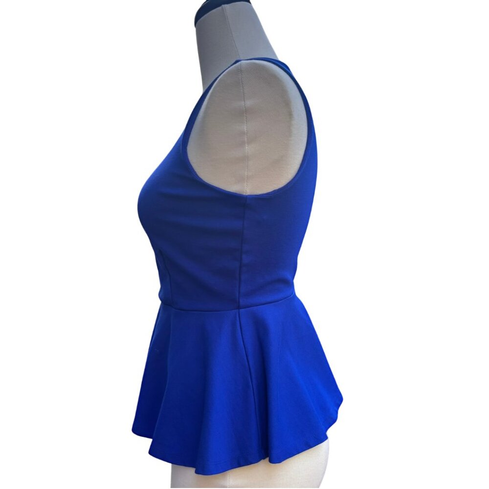 Philosophy Royal Blue Peplum Sleeveless Top Petite Small PS Career Party Stretch - Picture 3 of 4